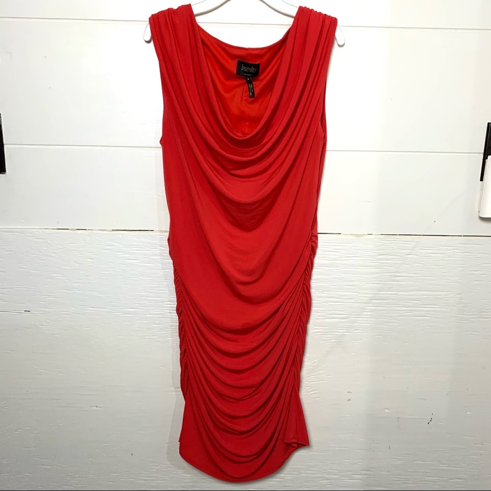 Laundry by Shelli Segal red dress size 8 (M) slouchy sides Christmas dress